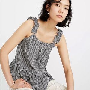 Madewell Ruffle-Strap Camisole Top in Gingham